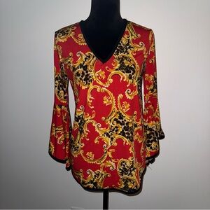 Arabella Elegant Red and Gold Women's Top Medium